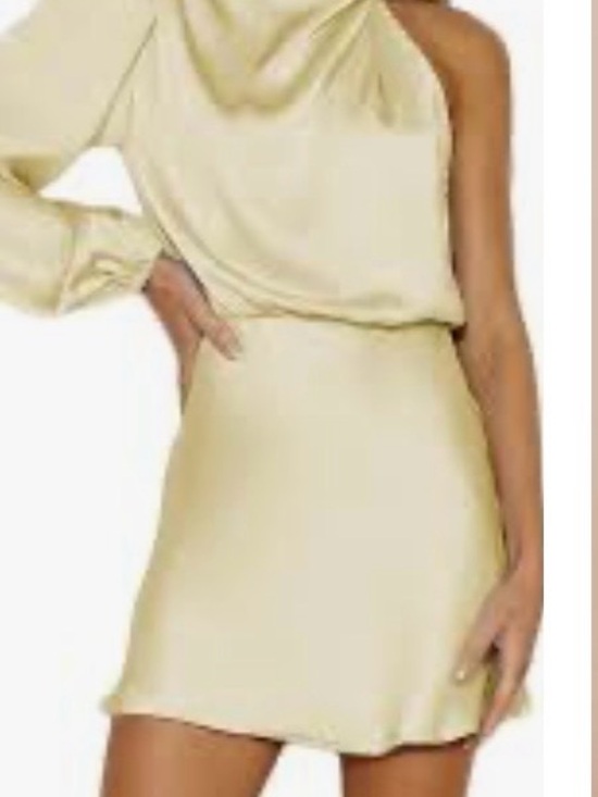 Kounai Dresses & Skirts - One-Shoulder Cream Mini Dress by